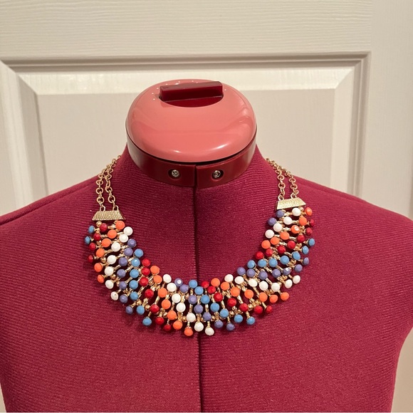 Egyptian Revival Bib Collar Necklace Opaque Multi Colour Stone Pin Cushion - Picture 11 of 15